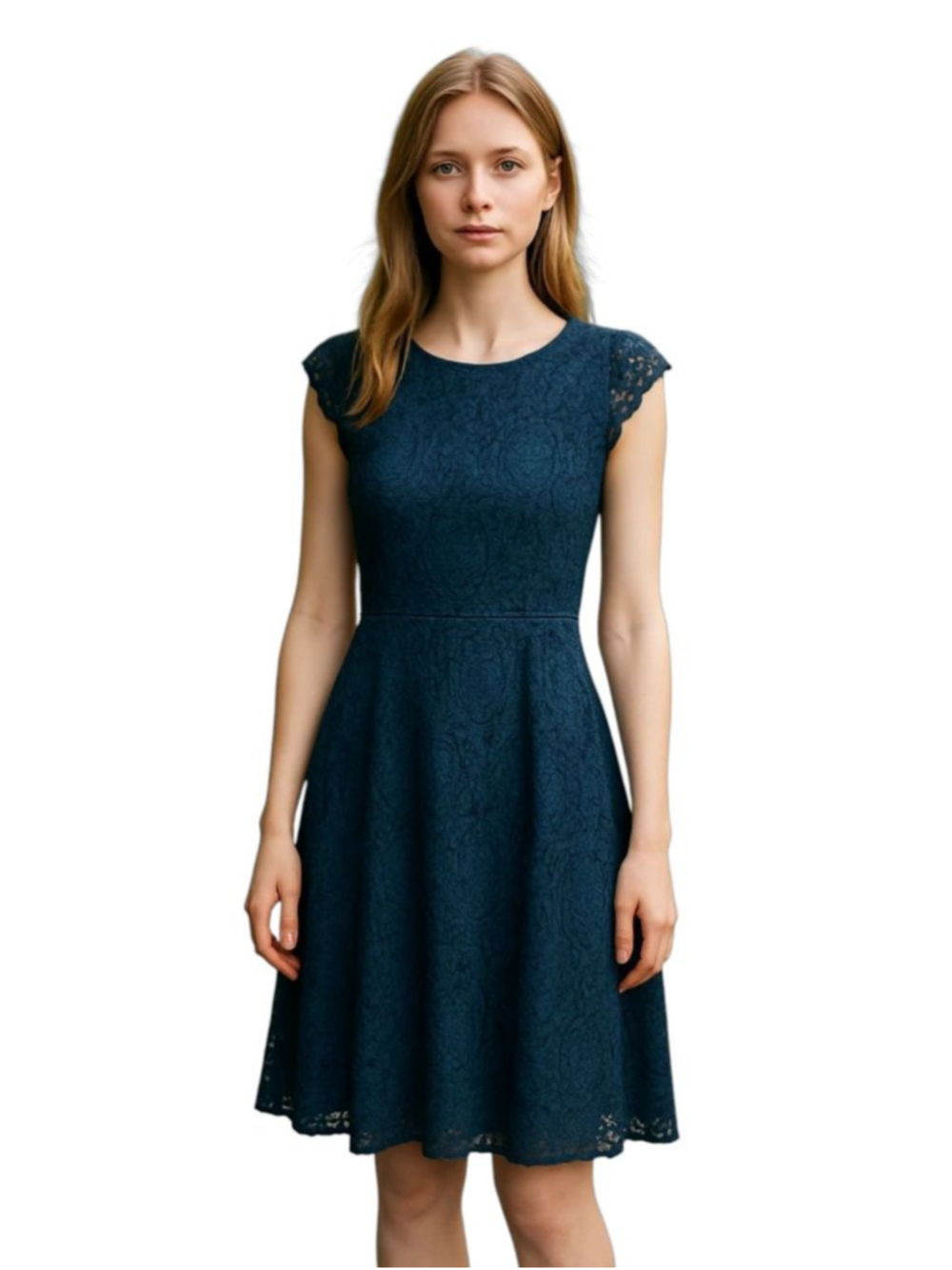 Loft Teal Green Lace Fit and Flare Dress Size 8 NWT